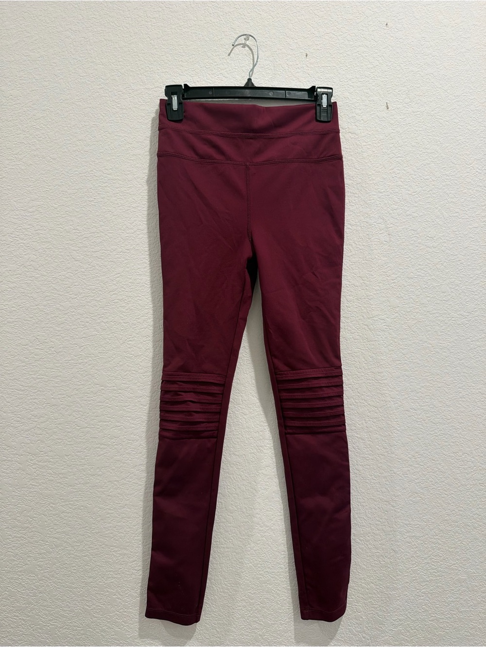 Free People FP Movement burgundy moto leggings high waist ribbed panel